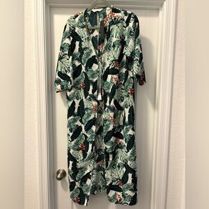 Rachel Zoe Green and White Leaf Print Kimono OS NWT